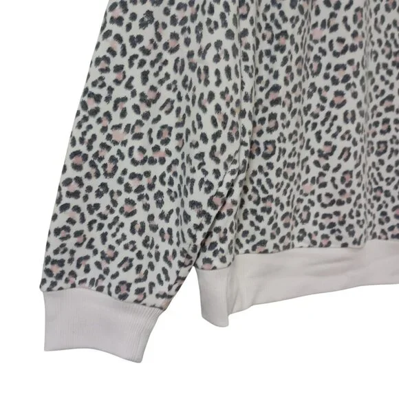 NWT Victorias Secret Leopard Print Crewneck Sweatshirt L/G White & Pink - Picture 4 of 10